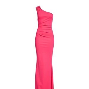 Chiara Boni Pink Asymmetrical Backless Bustier Gown